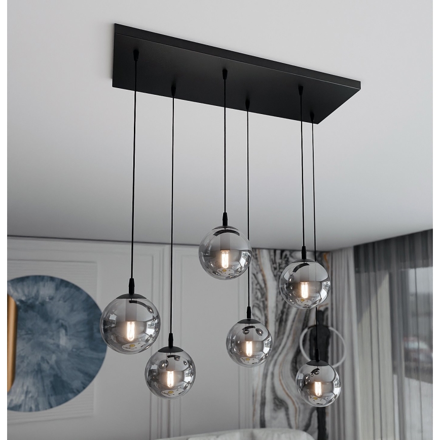 Hängeleuchte COSMO 6xE14/10W/230V schwarz/grau