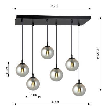 Hängeleuchte COSMO 6xE14/10W/230V schwarz/grau