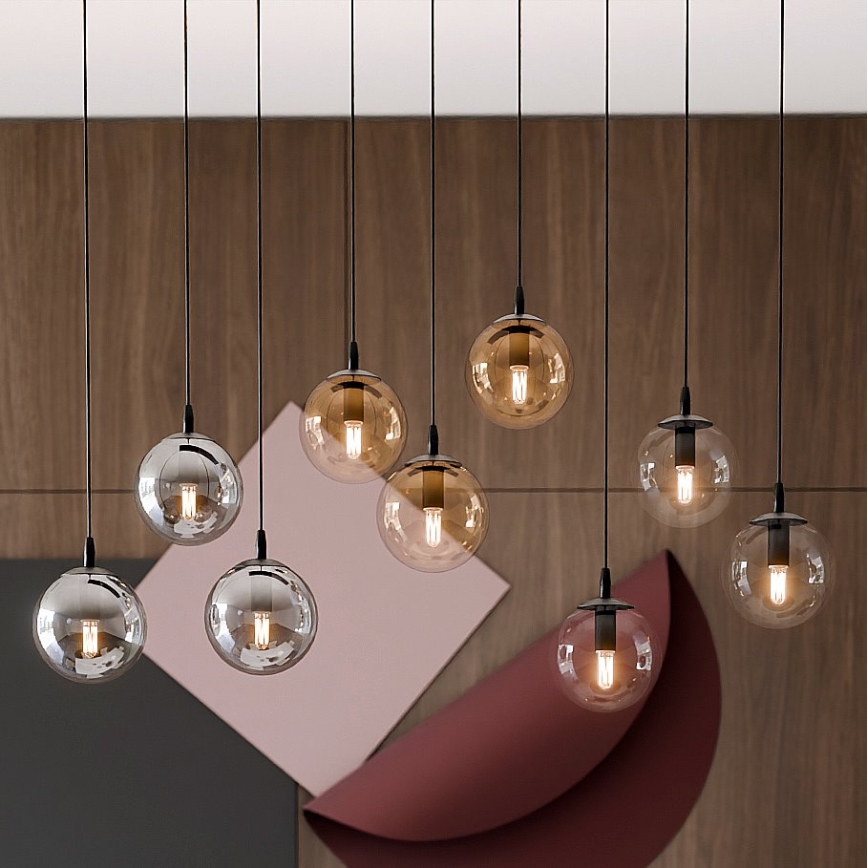 Hängeleuchte COSMO 9xE14/10W/230V schwarz/grau/beige/klar