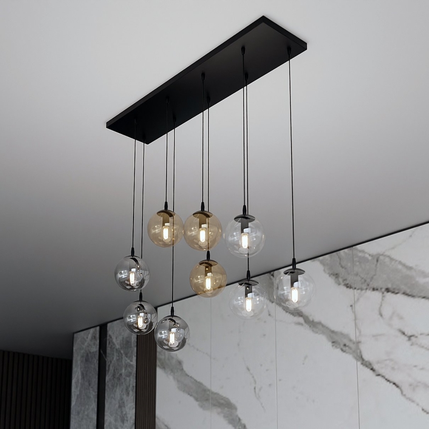 Hängeleuchte COSMO 9xE14/10W/230V schwarz/grau/beige/klar