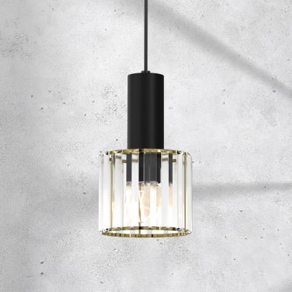 Hängeleuchte CRISTAL 1xE27/60W/230V schwarz