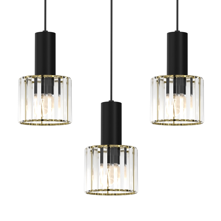 Hängeleuchte CRISTAL 3xE27/60W/230V schwarz