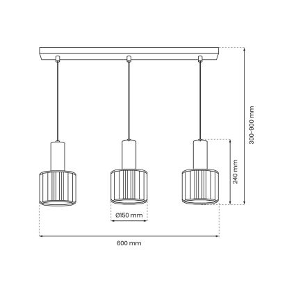 Hängeleuchte CRISTAL 3xE27/60W/230V schwarz