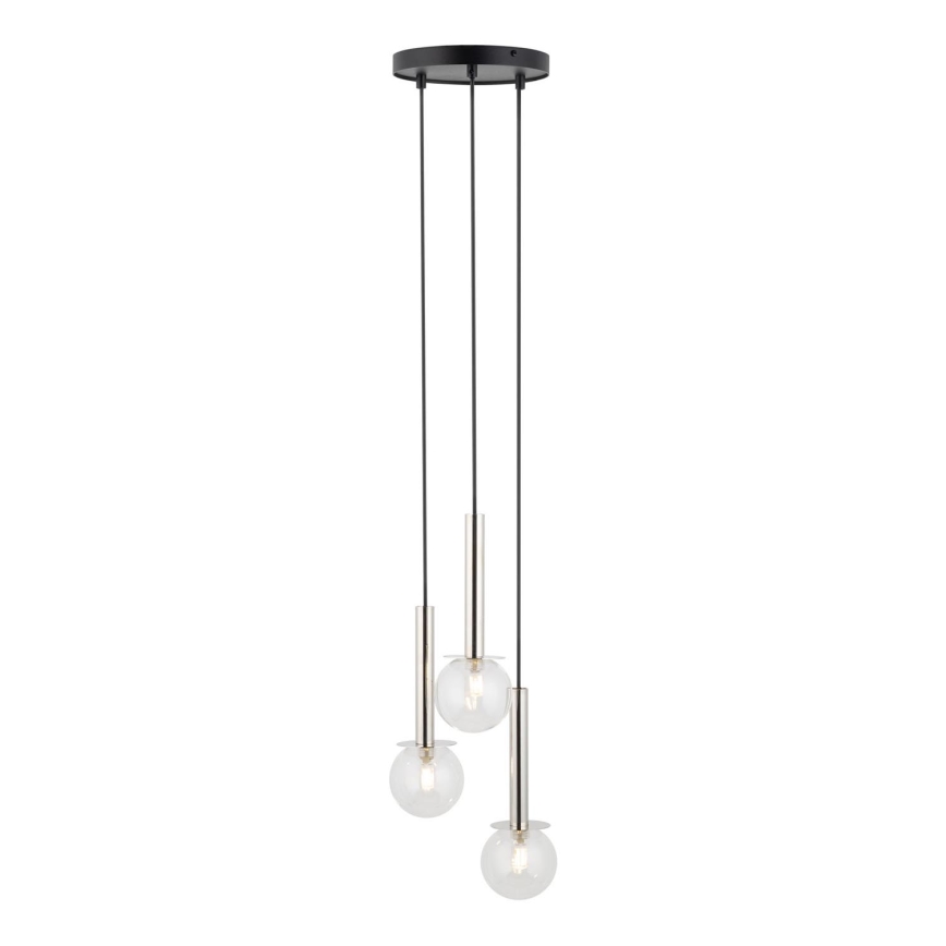 Hängeleuchte DAISY 3xG9/12W/230V d 27 cm glänzendes Chrom/schwarz/klar