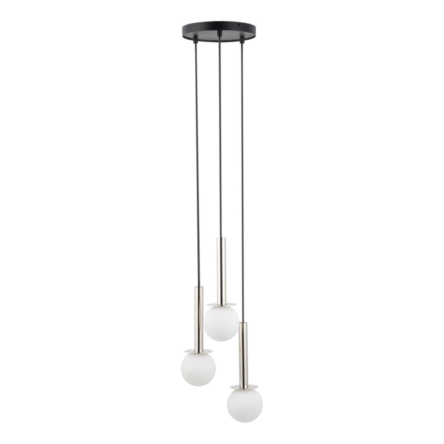 Hängeleuchte DAISY 3xG9/12W/230V d 27 cm glänzendes Chrom/schwarz/weiß