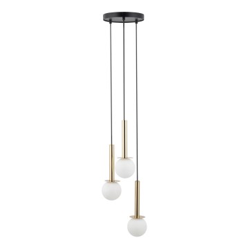 Hängeleuchte DAISY 3xG9/12W/230V d 27 cm golden/schwarz/weiß