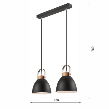Hängeleuchte DANIELLE 2xE27/60W/230V Buche
