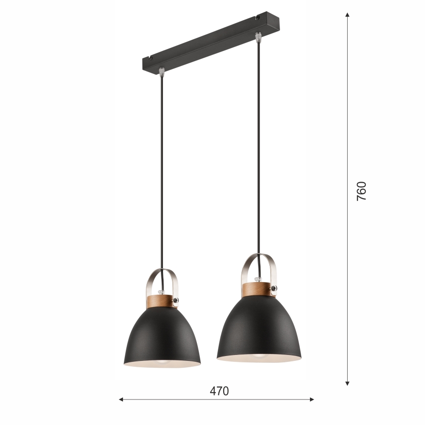 Hängeleuchte DANIELLE 2xE27/60W/230V Buche