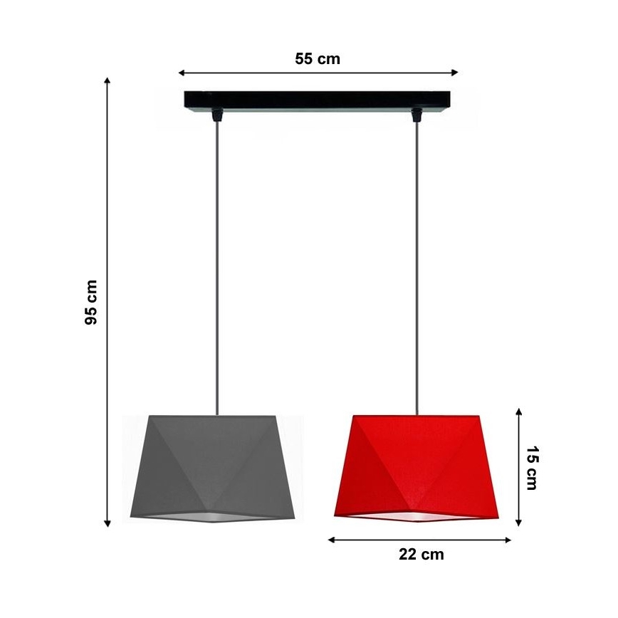 Hängeleuchte DIAMENT 2xE27/60W/230V grau-rot