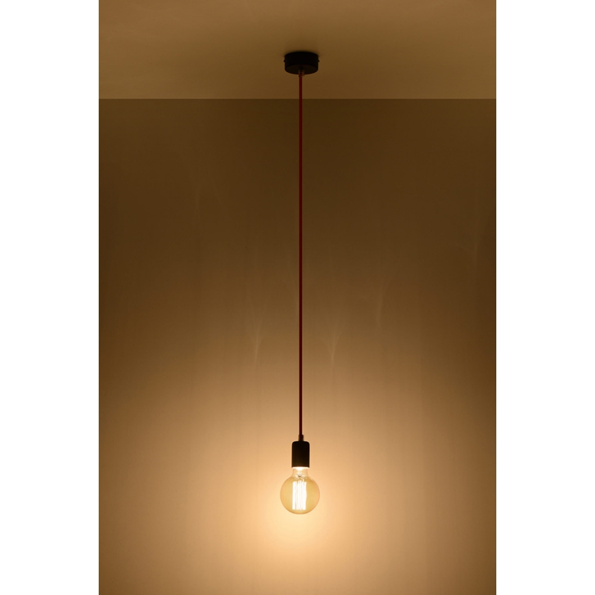 Sollux SL.0158 - Kronleuchter na Lanku EDISON 1xE27/60W/230V schwarz, rot