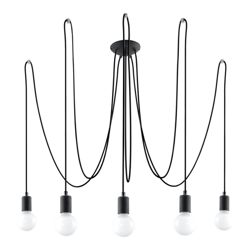 Hängeleuchte EDISON 5 5xE27/60W/230V Spinne schwarz