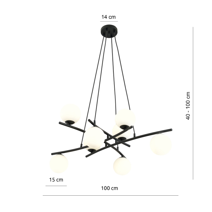 Hängeleuchte ESSA 8xE14/10W/230V schwarz/weiß