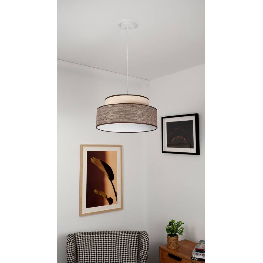 Hängeleuchte GRACE 1xE27/60W/230V cremefarben/braun