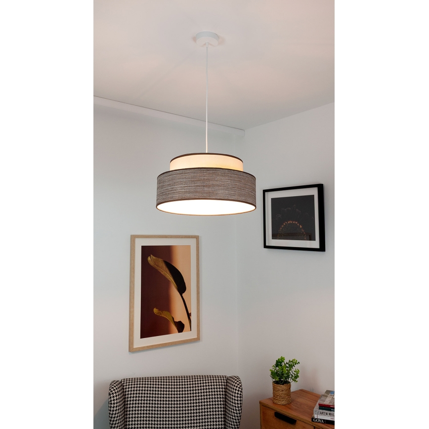 Hängeleuchte GRACE 1xE27/60W/230V cremefarben/braun