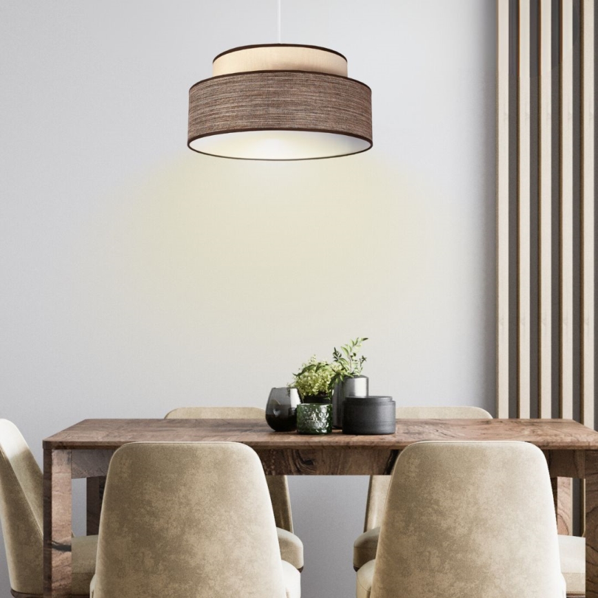 Hängeleuchte GRACE 1xE27/60W/230V cremefarben/braun