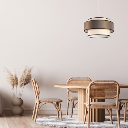Hängeleuchte GRACE 1xE27/60W/230V cremefarben/braun