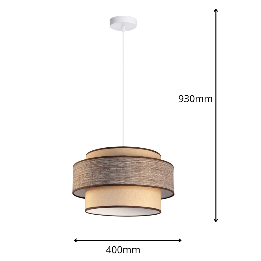 Hängeleuchte GRACE 1xE27/60W/230V d 40 cm beige/braun