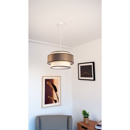 Hängeleuchte GRACE 1xE27/60W/230V d 40 cm cremefarben/braun