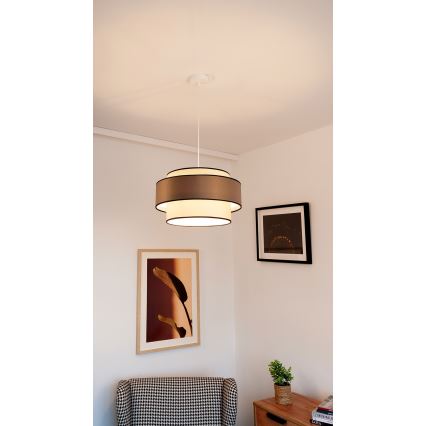 Hängeleuchte GRACE 1xE27/60W/230V d 40 cm cremefarben/braun