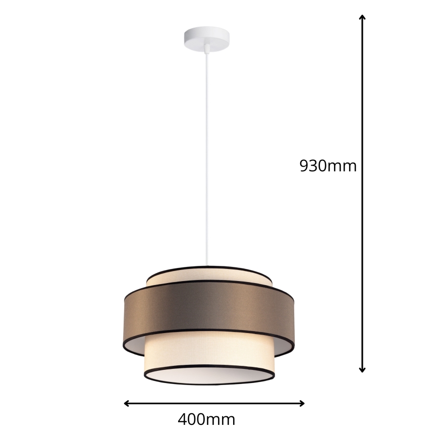 Hängeleuchte GRACE 1xE27/60W/230V d 40 cm cremefarben/braun