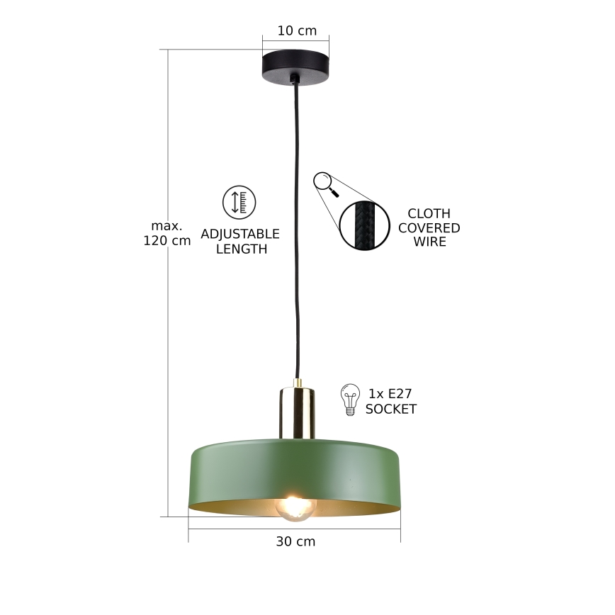 Hängeleuchte HAKI 1xE27/60W/230V grün/schwarz/glänzendes Chrom
