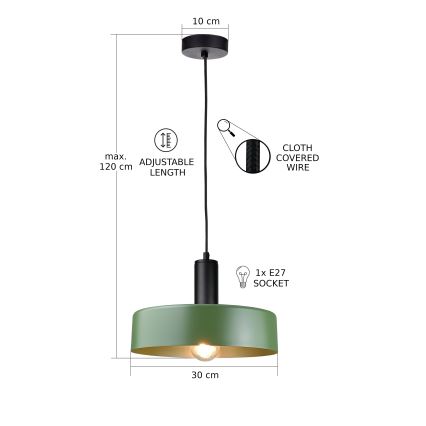 Hängeleuchte HAKI 1xE27/60W/230V grün/schwarz