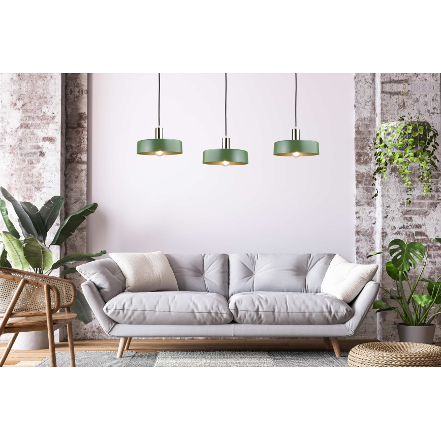 Hängeleuchte HAKI 3xE27/60W/230V grün/schwarz/glänzendes Chrom