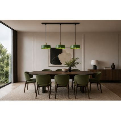 Hängeleuchte HAKI 3xE27/60W/230V grün/schwarz/glänzendes Chrom