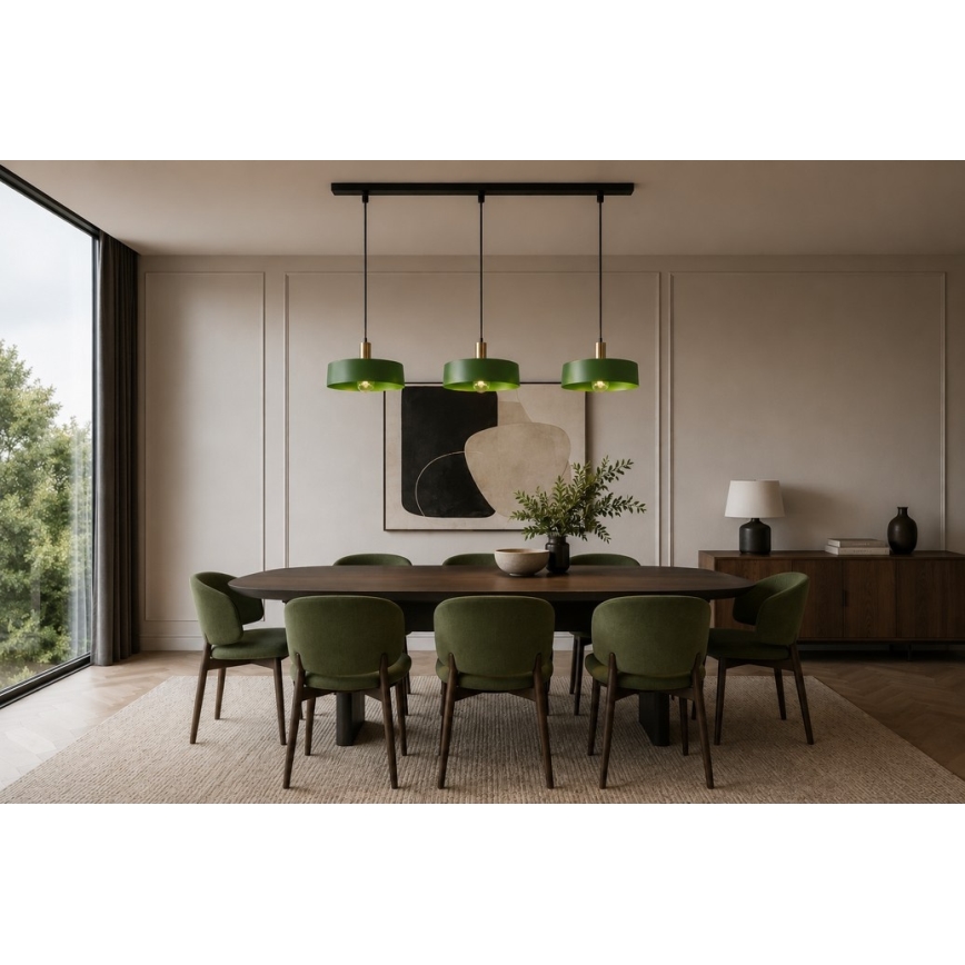 Hängeleuchte HAKI 3xE27/60W/230V grün/schwarz/glänzendes Chrom