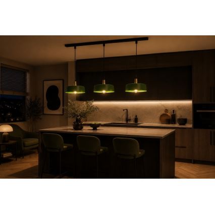 Hängeleuchte HAKI 3xE27/60W/230V grün/schwarz/glänzendes Chrom