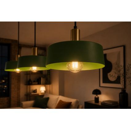 Hängeleuchte HAKI 3xE27/60W/230V grün/schwarz/glänzendes Chrom