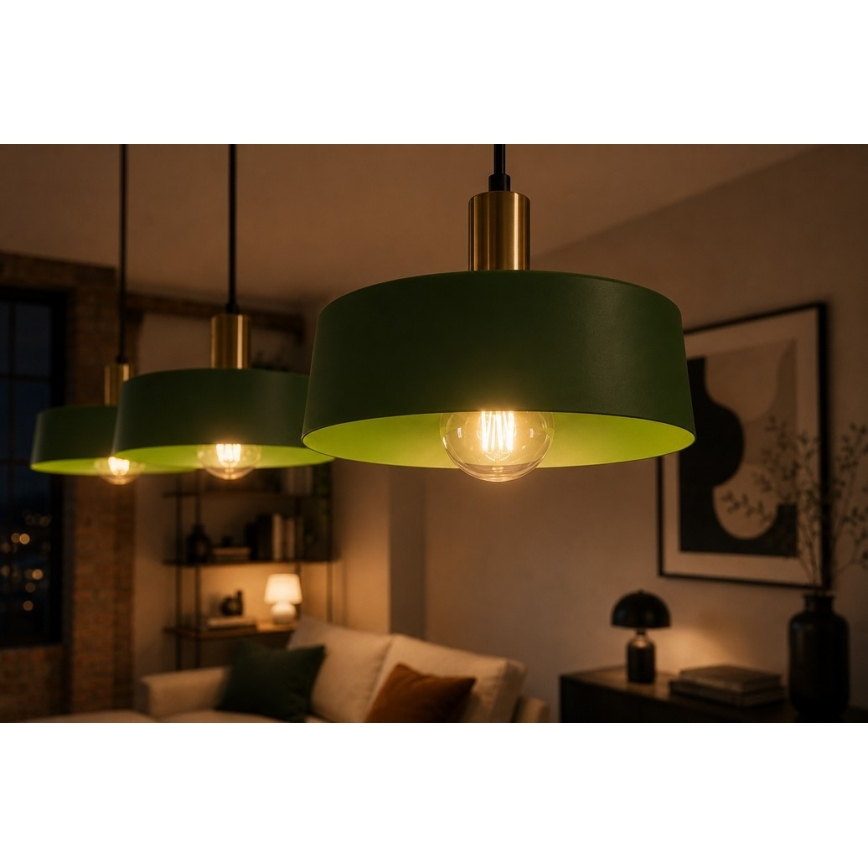 Hängeleuchte HAKI 3xE27/60W/230V grün/schwarz/glänzendes Chrom