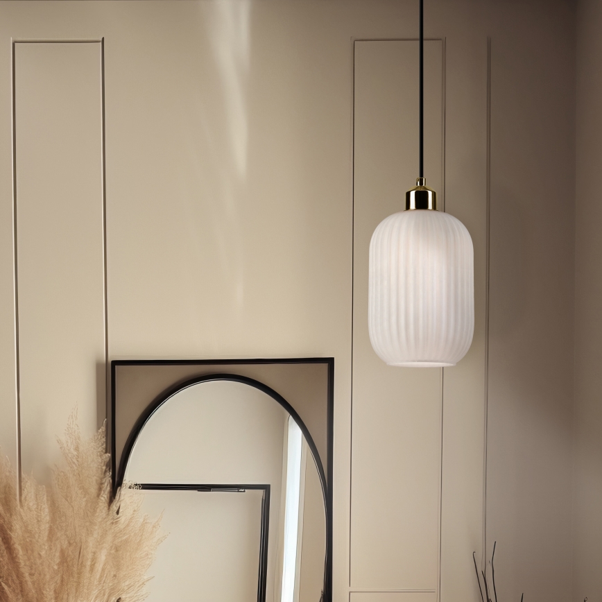 Hängeleuchte HARMA 1xE27/15W/230V d 14 cm weiß/golden