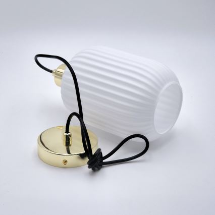 Hängeleuchte HARMA 1xE27/15W/230V d 14 cm weiß/golden