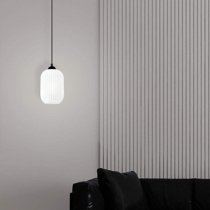 Hängeleuchte HARMA 1xE27/15W/230V d 14 cm weiß/schwarz