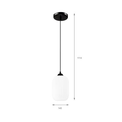 Hängeleuchte HARMA 1xE27/15W/230V d 14 cm weiß/schwarz
