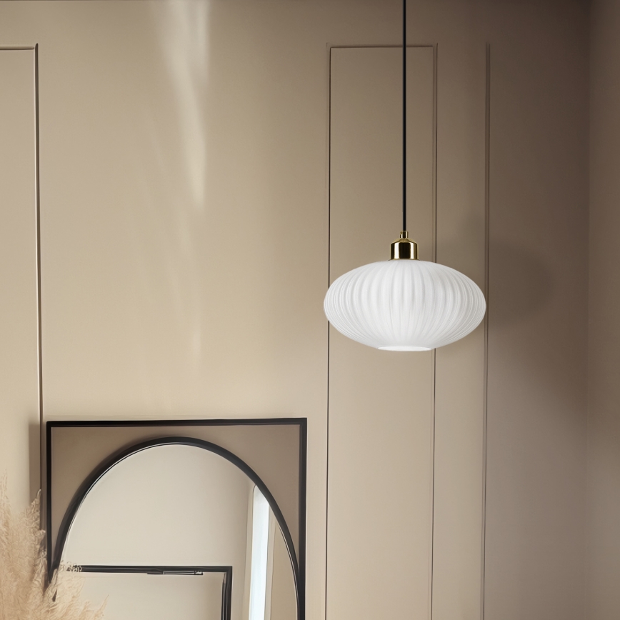 Hängeleuchte HARMA 1xE27/15W/230V d 25 cm weiß/golden