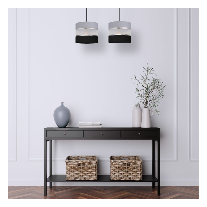 Hängeleuchte HELEN 2xE27/15W/230V schwarz/grau/silber