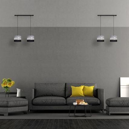 Hängeleuchte HELEN 2xE27/15W/230V schwarz/grau/silber