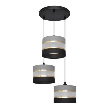 Hängeleuchte HELEN 3xE27/15W/230V schwarz/grau/gold