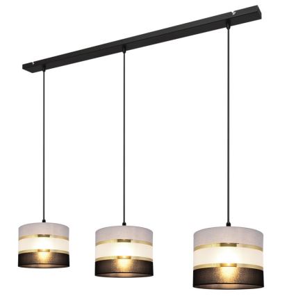 Hängeleuchte HELEN 3xE27/15W/230V schwarz/grau/gold