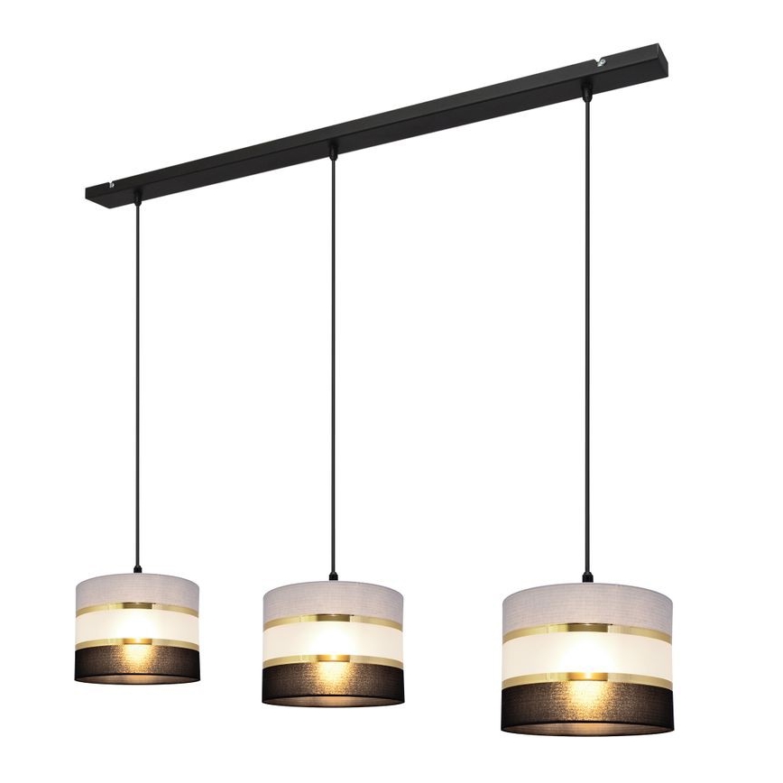 Hängeleuchte HELEN 3xE27/15W/230V schwarz/grau/gold