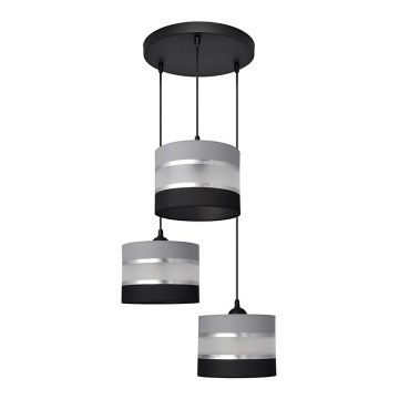 Hängeleuchte HELEN 3xE27/15W/230V schwarz/grau/silber