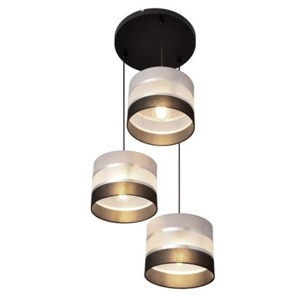 Hängeleuchte HELEN 3xE27/15W/230V schwarz/grau/silber