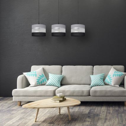 Hängeleuchte HELEN 3xE27/15W/230V schwarz/grau/silber