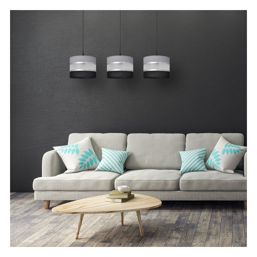 Hängeleuchte HELEN 3xE27/15W/230V schwarz/grau/silber