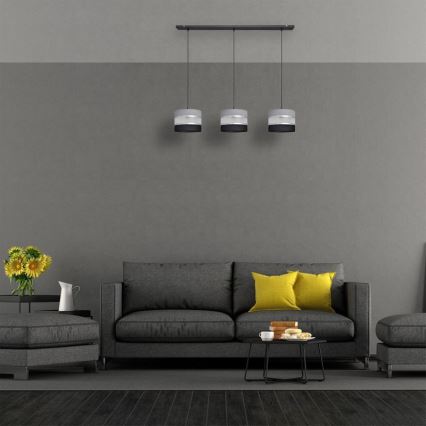 Hängeleuchte HELEN 3xE27/15W/230V schwarz/grau/silber