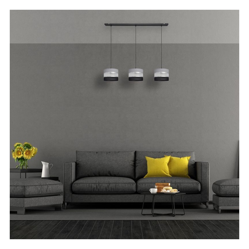 Hängeleuchte HELEN 3xE27/15W/230V schwarz/grau/silber