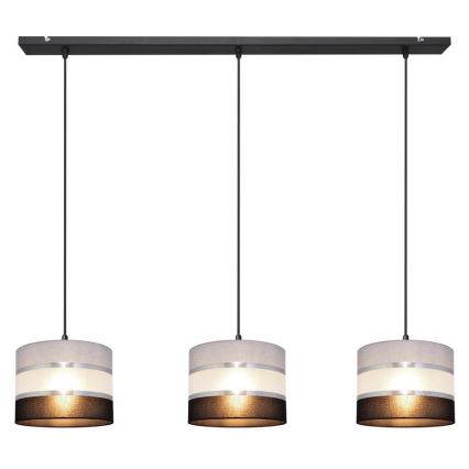 Hängeleuchte HELEN 3xE27/15W/230V schwarz/grau/silber