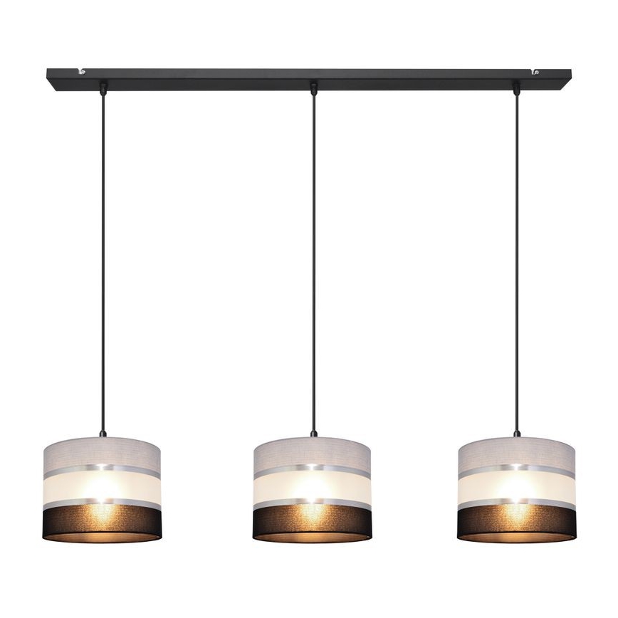 Hängeleuchte HELEN 3xE27/15W/230V schwarz/grau/silber